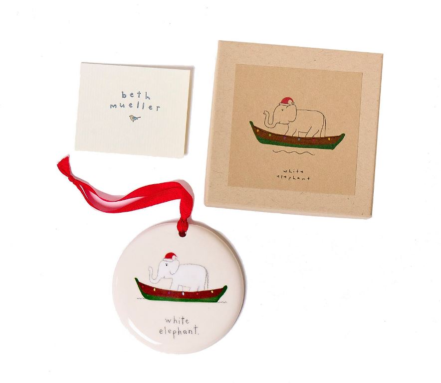 White Elephant Beth Mueller Holiday Ornament Shop White Elephant